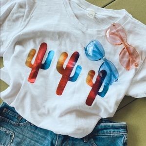 White Rainbow Cactus Tees